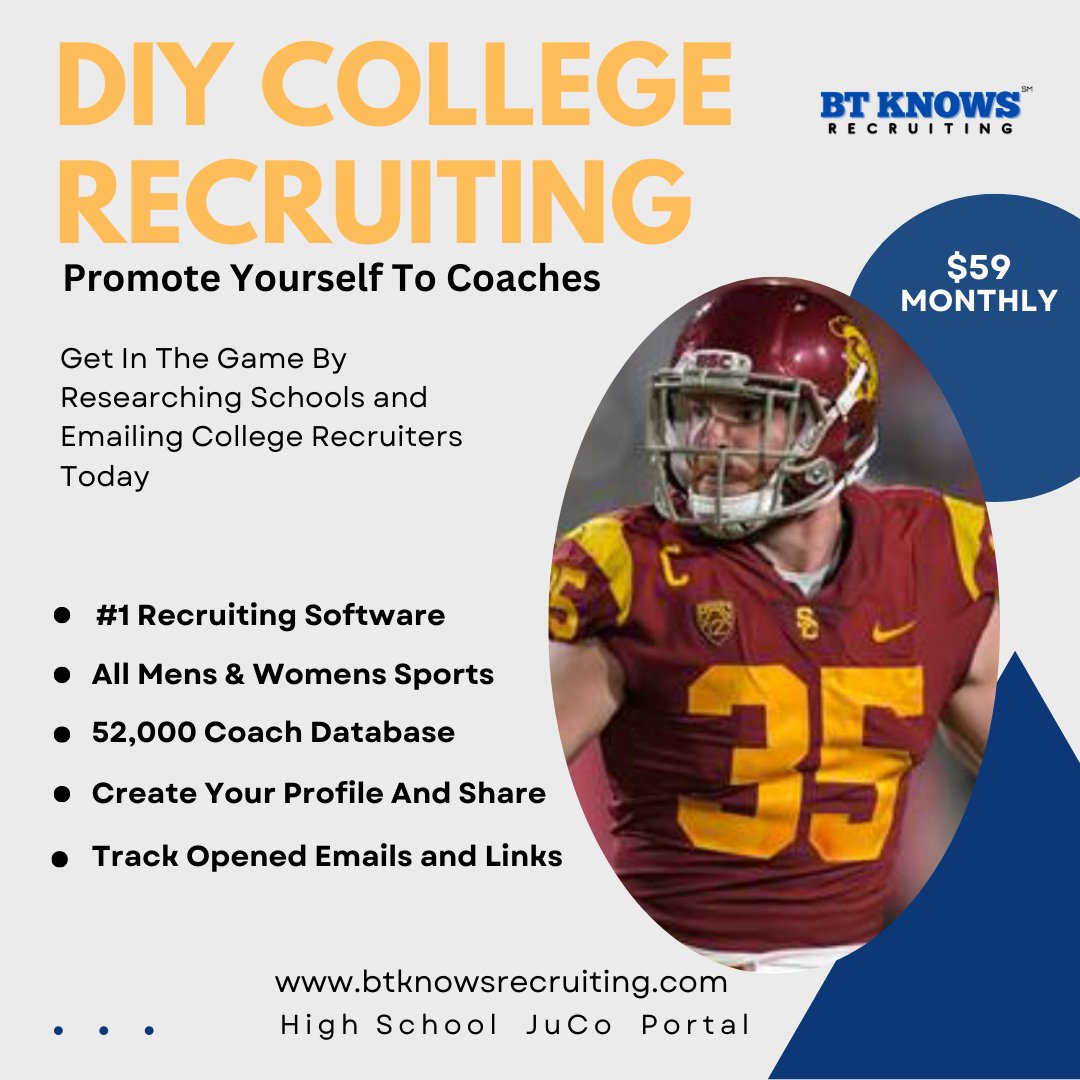 thompsonsctg's tweet image. Do-It-Yourself Recruiting Platform
Research schools and contact college coaches today!
All Mens &amp;amp; Womens Sports. HS, JuCo and Portal
#PlanToPlayInCollege #ProactiveRecruiting #PromoteYourself
BTKnowsRecruiting.com
