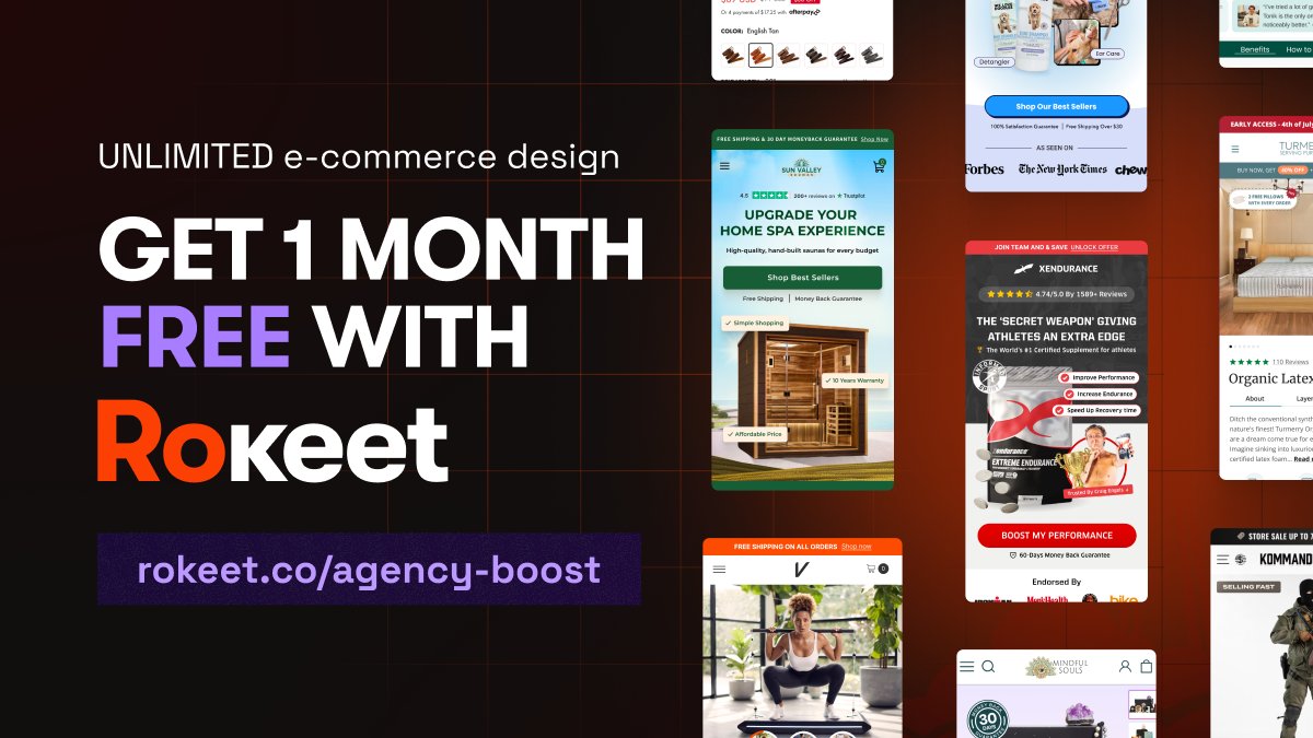 letsrokeet's tweet photo. Are you an eCom brand or agency owner looking for the best design in the game? 👀

Book a call with us here: https://t.co/dGUrjnN1L1

Or find out more here:
🟧Brand → https://t.co/awqrUNn7BN
🟪Agency → https://t.co/bbtqz15zEE