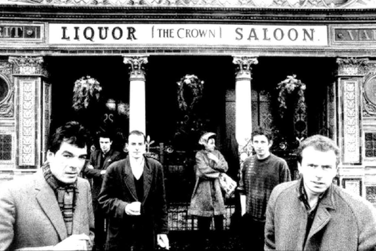 The Pogues. Outside the Crown Bar, Great Victoria Street, Belfast.  1984.   
(Alamy)