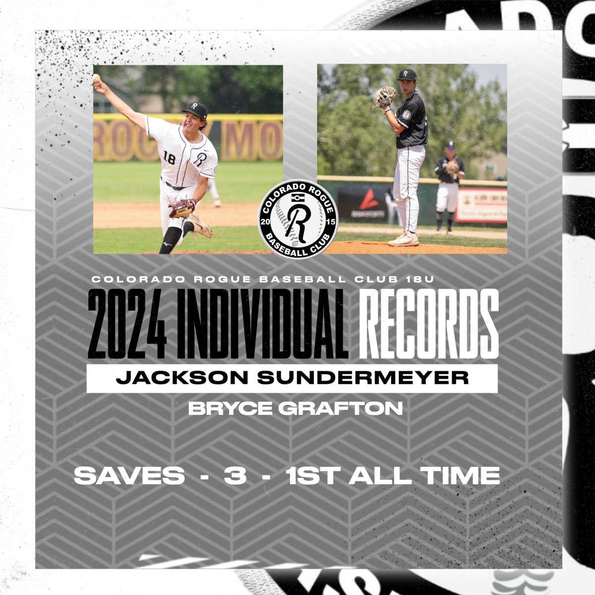 CORogueBaseball's tweet photo. RHP's @JacksonSundy12 and @Brygrafbaseball both set the 18U all-time saves record this summer. #RogueGuys https://t.co/ceEKhvVWJr