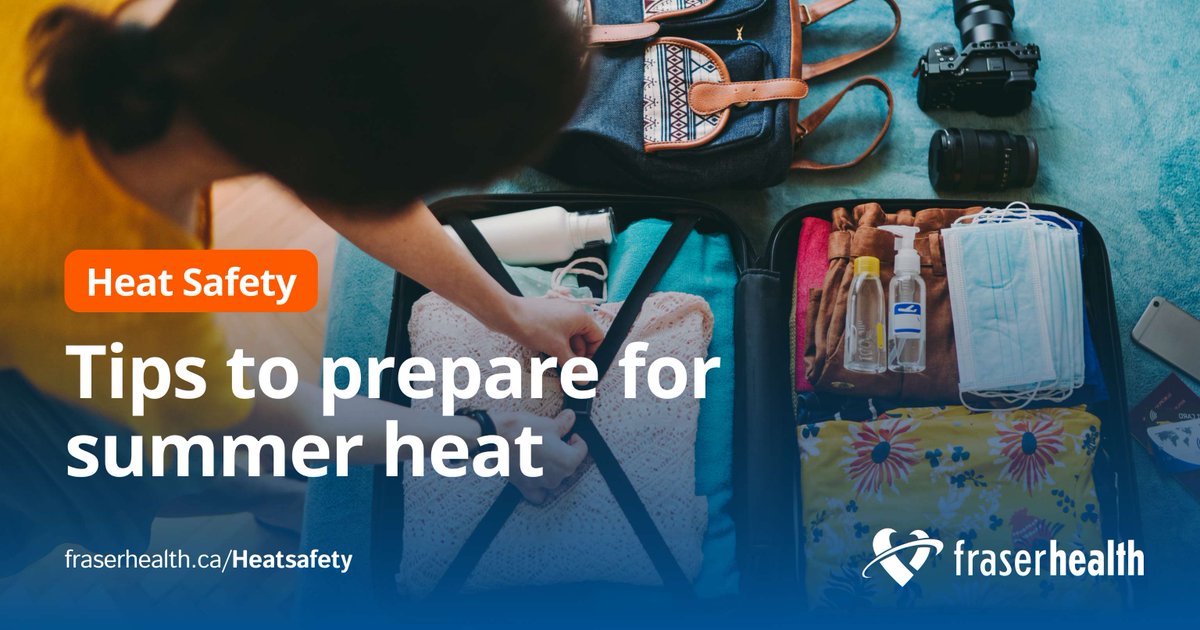 Stay cool 😎 this summer. Start planning now to ensure you and your family are ready for extreme heat. 

Visit fraserhealth.ca/heatsafety.
