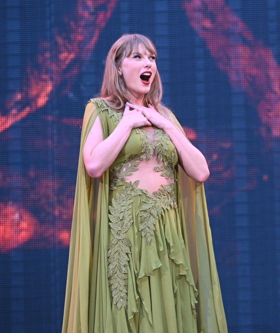 | Taylor Swift before performing "august" at today's show!  #WarsawTSTheErasTour "Hey, what month is it?"