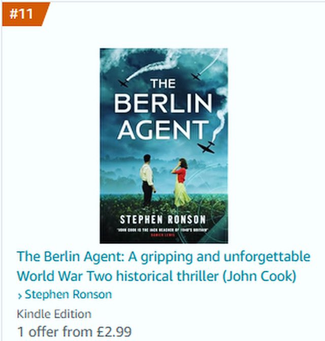 Stephen_Ronson's tweet photo. Number 11 in the Amazon chart for new releases in historical thrillers and still 3 months to go til publication! Thanks to everyone who has preordered and helped John Cook and Lady Margaret climb the charts! https://t.co/EOhpcZhGyN