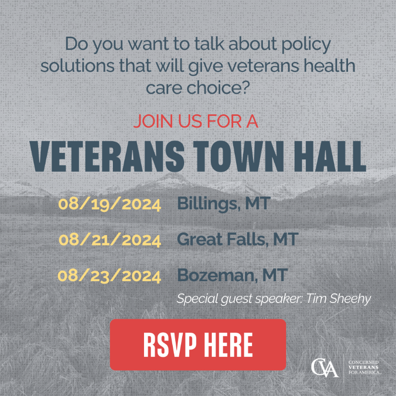 ConcernedVets's tweet photo. JOIN US: If you agree that veterans should have timely and quality care, join us for a town hall near you!