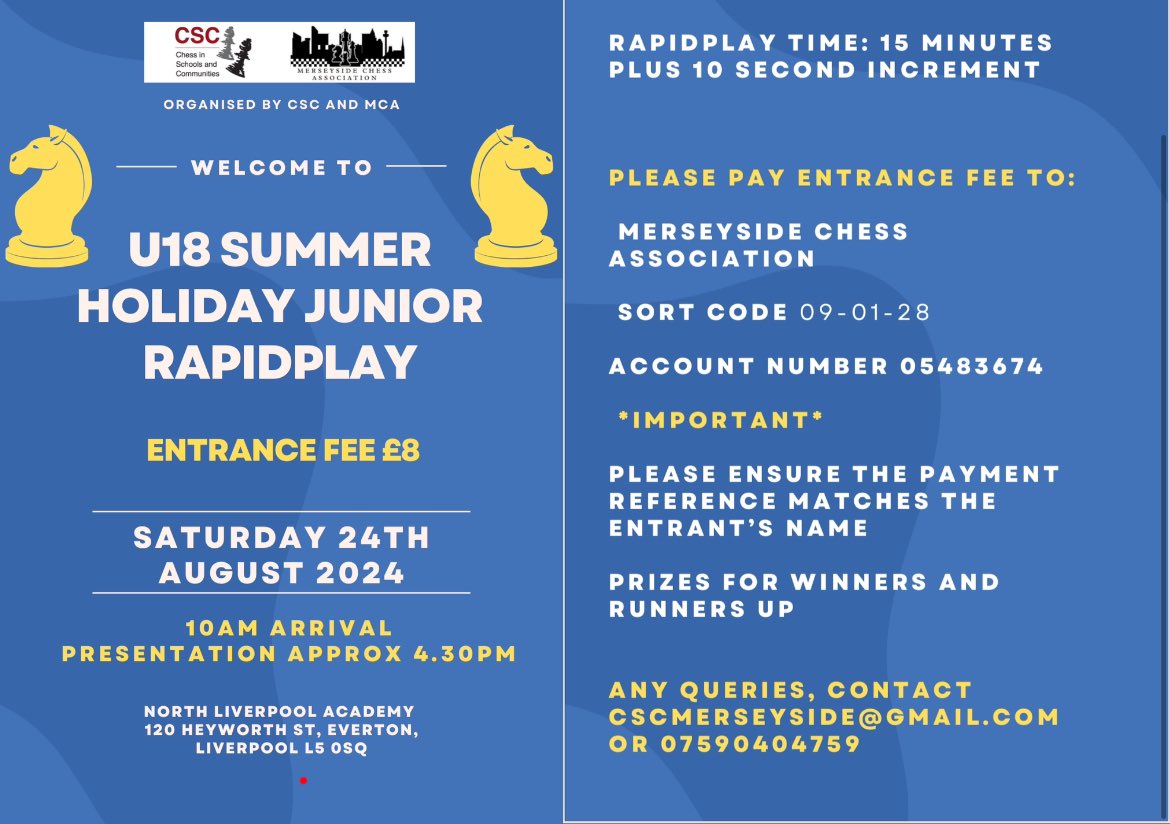 Chess in Schools Merseyside (@cscmerseyside) on Twitter photo It’s summertime, we’re on holiday, we’ve got sets and boards and chess clocks.. it can only mean one thing 😊❤️♟️ forms.gle/YusSTQb3fswT24…
<a href="/StAmbroseSpeke/">St Ambrose Catholic Academy</a> <a href="/StBridgetsCofE/">St. Bridget's CofE</a> <a href="/stcleopas/">St Cleopas CE Primary Academy</a> <a href="/StPaulsRCWirral/">St Paul's RC Primary</a> <a href="/stphillys/">OLASP</a> <a href="/svpliverpool/">St Vincent de Paul Catholic Primary School</a> <a href="/StGeorgesPriWal/">St George’s Primary School</a> <a href="/springwoodyear5/">Year 5</a> <a href="/springwoodheath/">Springwood Heath</a> It’s summertime, we’re on holiday, we’ve got sets and boards and chess clocks.. it can only mean one thing 😊❤️♟️ forms.gle/YusSTQb3fswT24…
<a href="/StAmbroseSpeke/">St Ambrose Catholic Academy</a> <a href="/StBridgetsCofE/">St. Bridget's CofE</a> <a href="/stcleopas/">St Cleopas CE Primary Academy</a> <a href="/StPaulsRCWirral/">St Paul's RC Primary</a> <a href="/stphillys/">OLASP</a> <a href="/svpliverpool/">St Vincent de Paul Catholic Primary School</a> <a href="/StGeorgesPriWal/">St George’s Primary School</a> <a href="/springwoodyear5/">Year 5</a> <a href="/springwoodheath/">Springwood Heath</a>