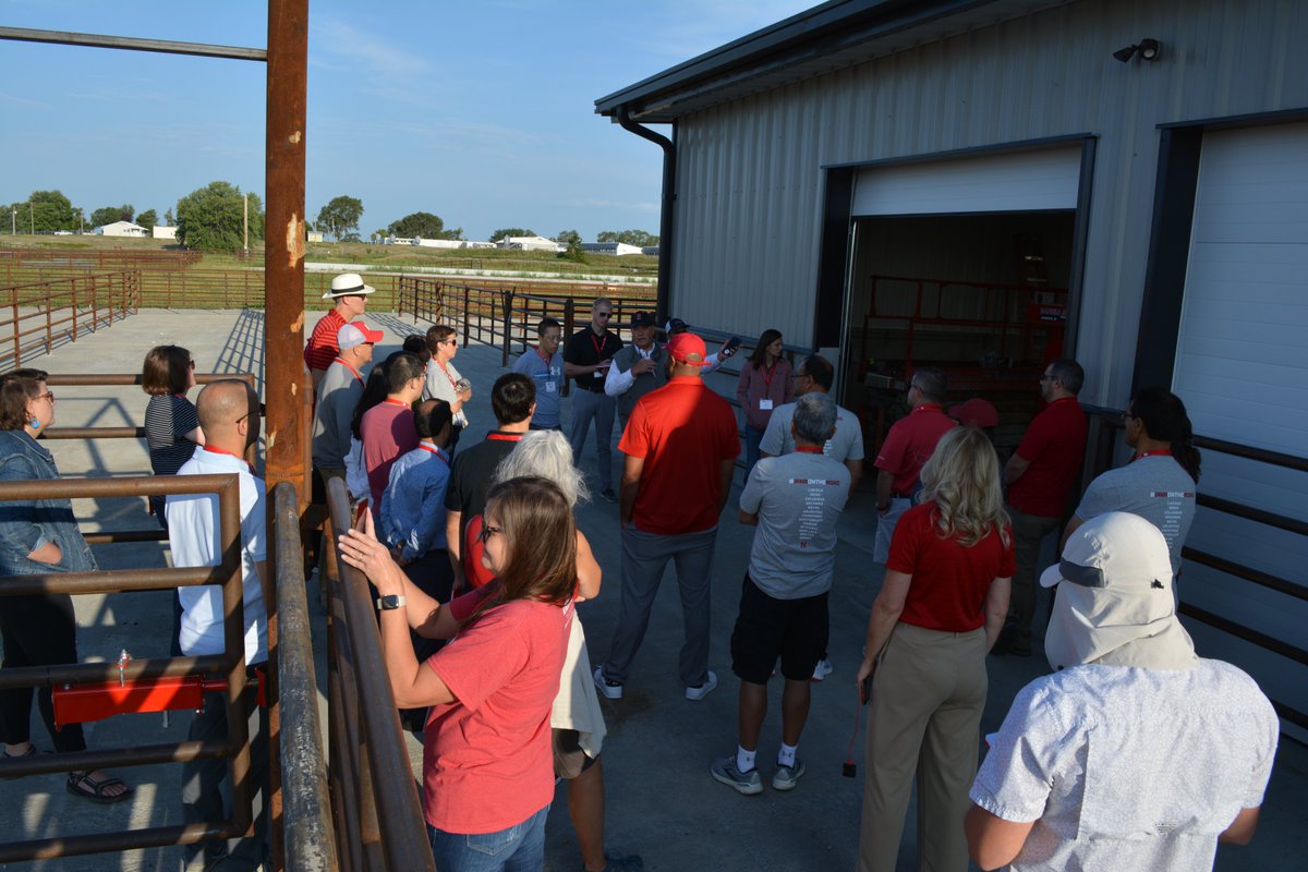 NebENREEC's tweet photo. #IANRontheroad @UNL_IANR new faculty Roads Scholar tour included a stop at ENREEC earlier this week w/ a close-up look at innovation including the Feedlot Innovation Center, phenotyping research, learning about NFarms & glimpses out the bus window at other projects along the way! https://t.co/OFxMuBcoya