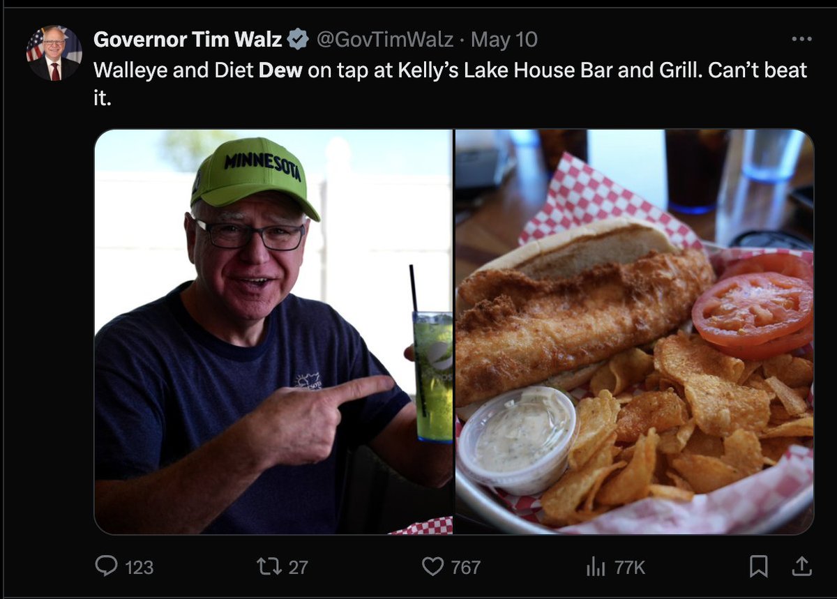 sambrodey's tweet photo. The thing about a potential Vance-Walz matchup is that it would be a clash of Diet Mountain Dew guys and I'm not sure anyone likes Diet Mountain Dew more than Tim Walz

I mean look at this https://t.co/DUtzoRQlVZ