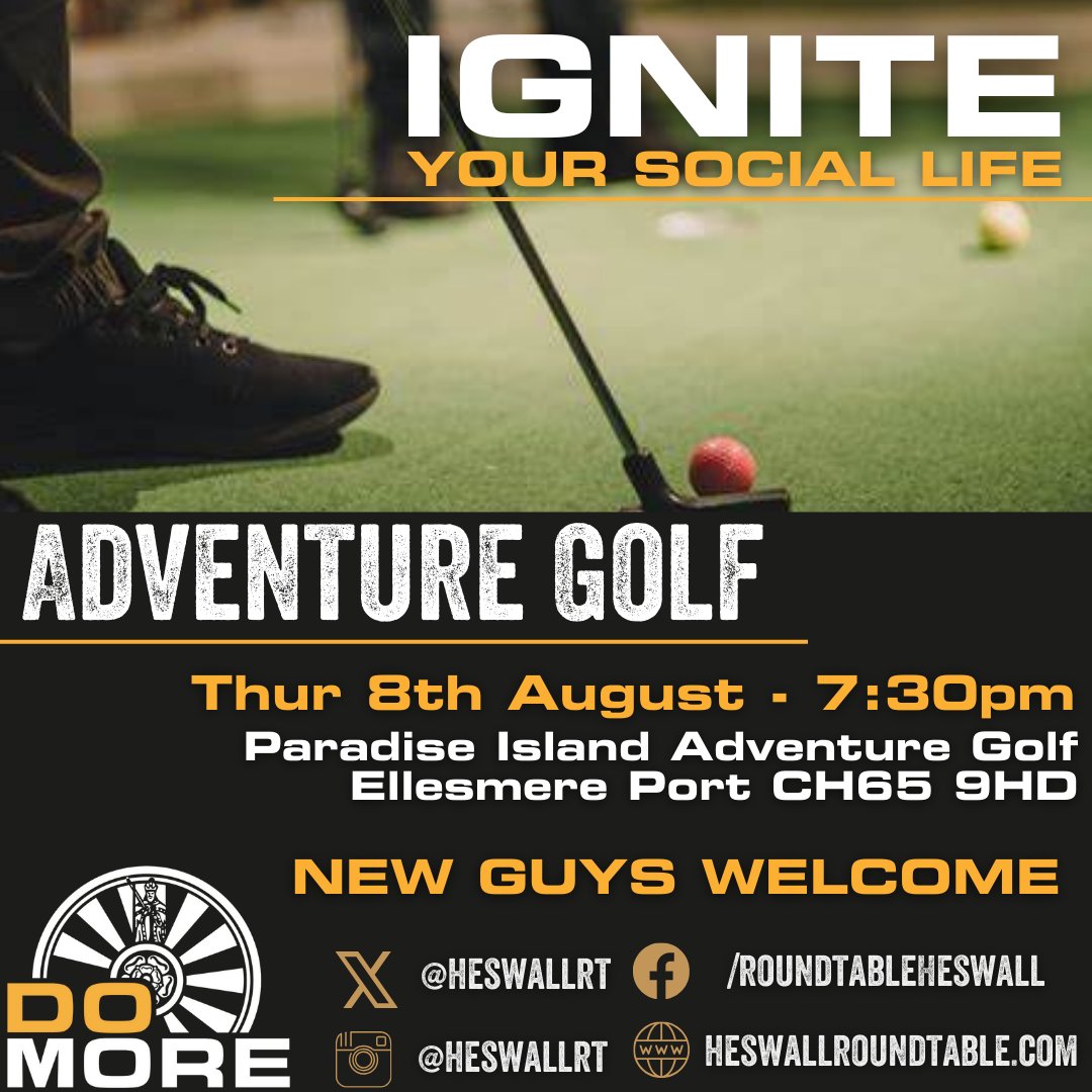 Join us at Paradise Island Golf Cheshire Oaks <a href="/PiagCOaks/">Piag Cheshire Oaks</a> for a hole in 1 - 100 ⛳
8th August 7:30pm
New Guys Welcome