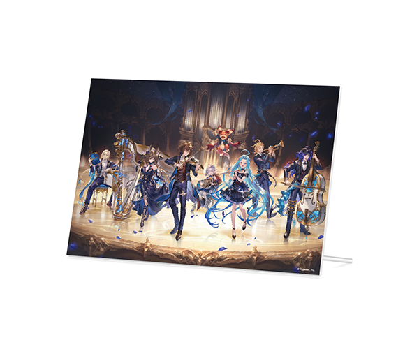 granblue_en's tweet photo. For those who want the event key art with Cassius, Galleon, Sandalphon, Yuni, Lyria, Seofon, and Orologia, it is available as a tapestry for 3000 yen, a clear file for 600 yen, and an acrylic panel for 3500 yen. https://t.co/wyMfUTzdc8