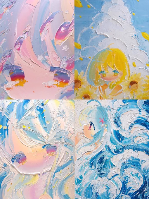 #私はこういう絵師です見た絵師全員参加アクリル絵の具とペインティングナイフで立体的で厚塗りの女の子を描いています✿ 