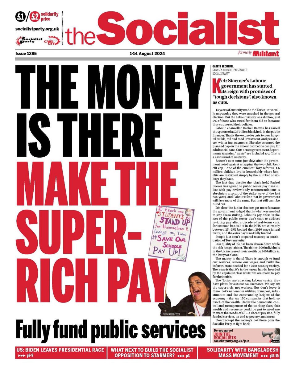 Fully fund councils and public services, the money is there!

The richest 100 individuals in the UK increased their wealth by £40 billion in last year alone.

Make the super-rich pay. Nationalise the banks #BrokenBritain #EnoughIsEnough #StopCouncilCuts

socialistparty.org.uk/articles/12811…