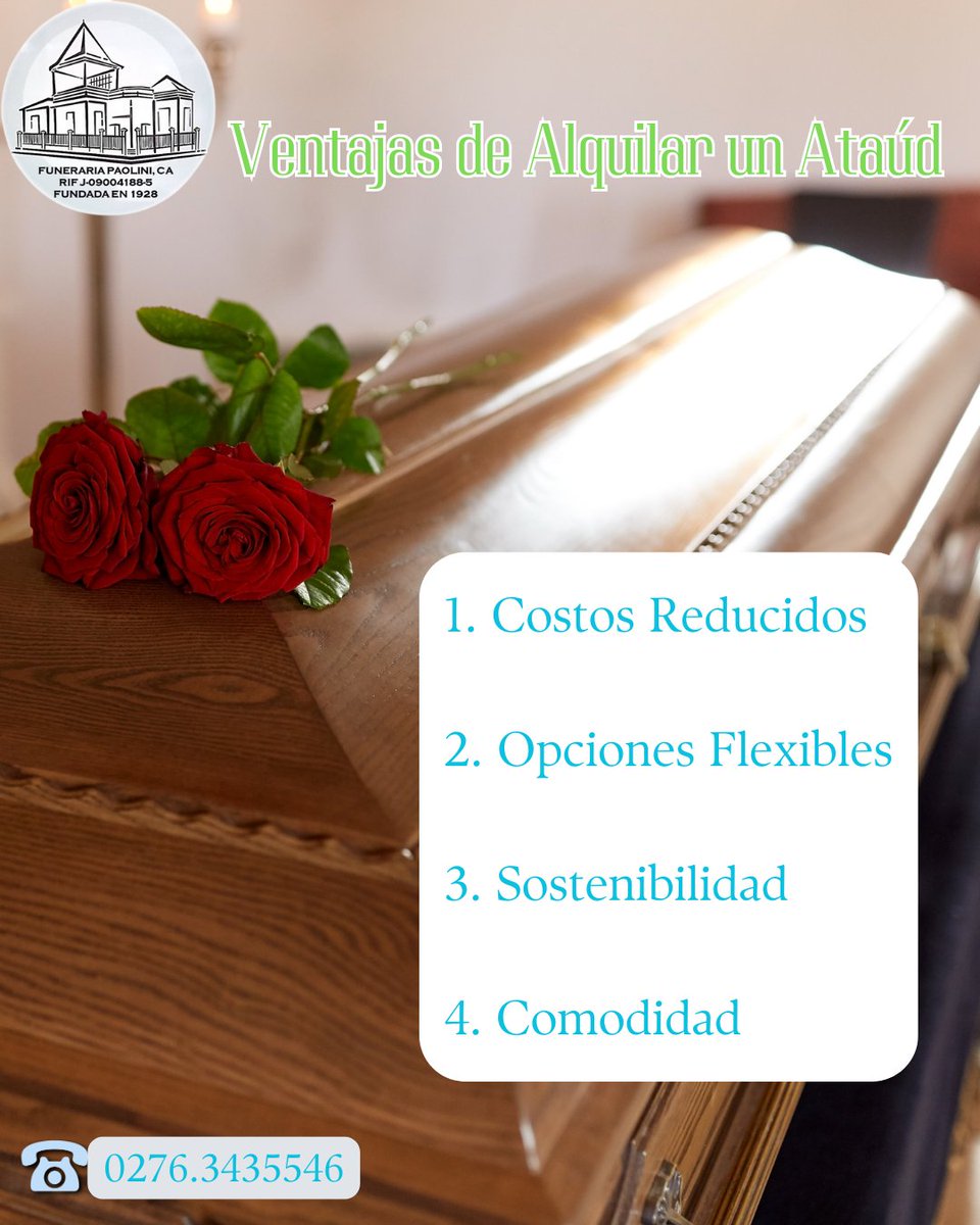 ca_paolini's tweet photo. 🌟 Optar por el alquiler de un ataúd para el funeral puede ser una decisión práctica y significativa. 
⚰️0276.3435546

#AlquilerDeAtaud #OpciónEconómica #Respeto #Dignidad #AlternativaEcológica #ImpactoAmbiental #FuneralService #EcoFriendlyFuneral #SustainableChoices https://t.co/g3KNrHc0Tk