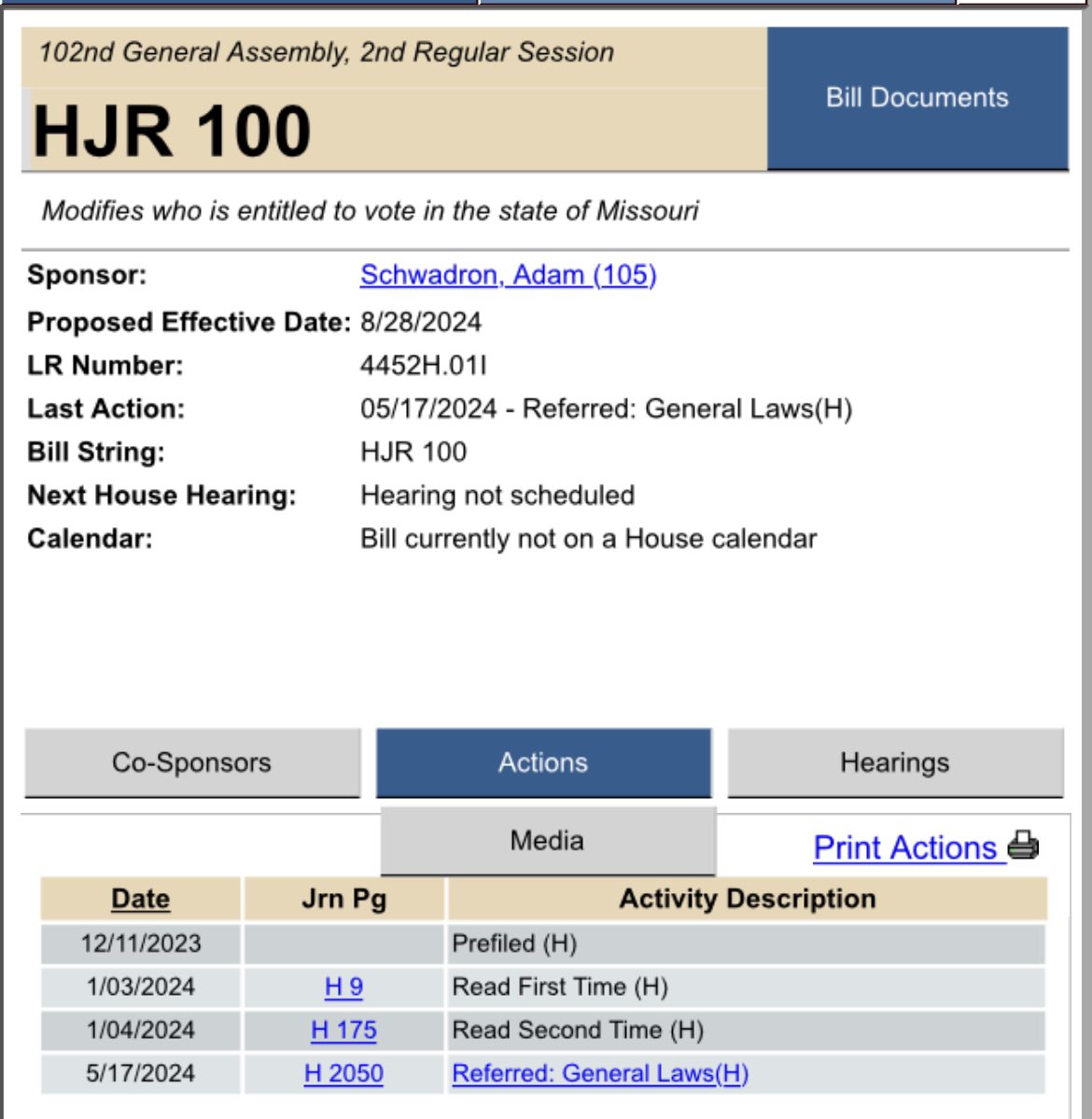 AJSchwadron's tweet image. As the only candidate in the #MoSos race that filed legislation that would prohibit non-citizens from voting in any election in MO, I find it disingenuous that @DeanPlocher is hoping for its passage when he didn’t refer this legislation until the last day of session.
#Moleg