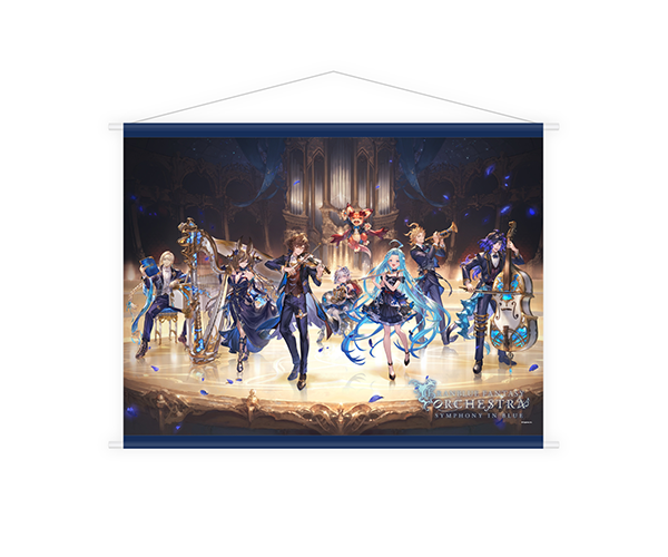 granblue_en's tweet photo. For those who want the event key art with Cassius, Galleon, Sandalphon, Yuni, Lyria, Seofon, and Orologia, it is available as a tapestry for 3000 yen, a clear file for 600 yen, and an acrylic panel for 3500 yen. https://t.co/wyMfUTzdc8