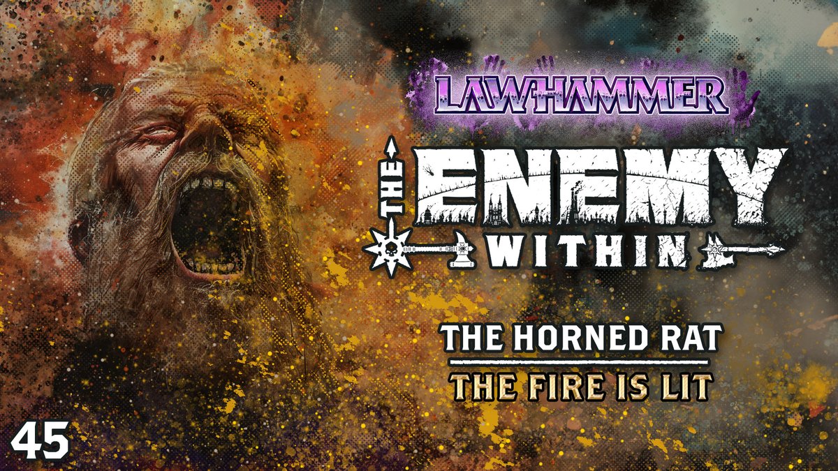 LAWhammering's tweet photo. The Power Behind the Throne ended explosively. Let's see what The Horned Rat brings. 
Episode 45: The Fire is Lit 
Our Glorious Heroes wake up to find the city they hoped to save is alight. And more than fire is spreading...
Live at 7pm UK on Twitch:
https://t.co/zMzOGAWQcL https://t.co/7sFBj1R6g3