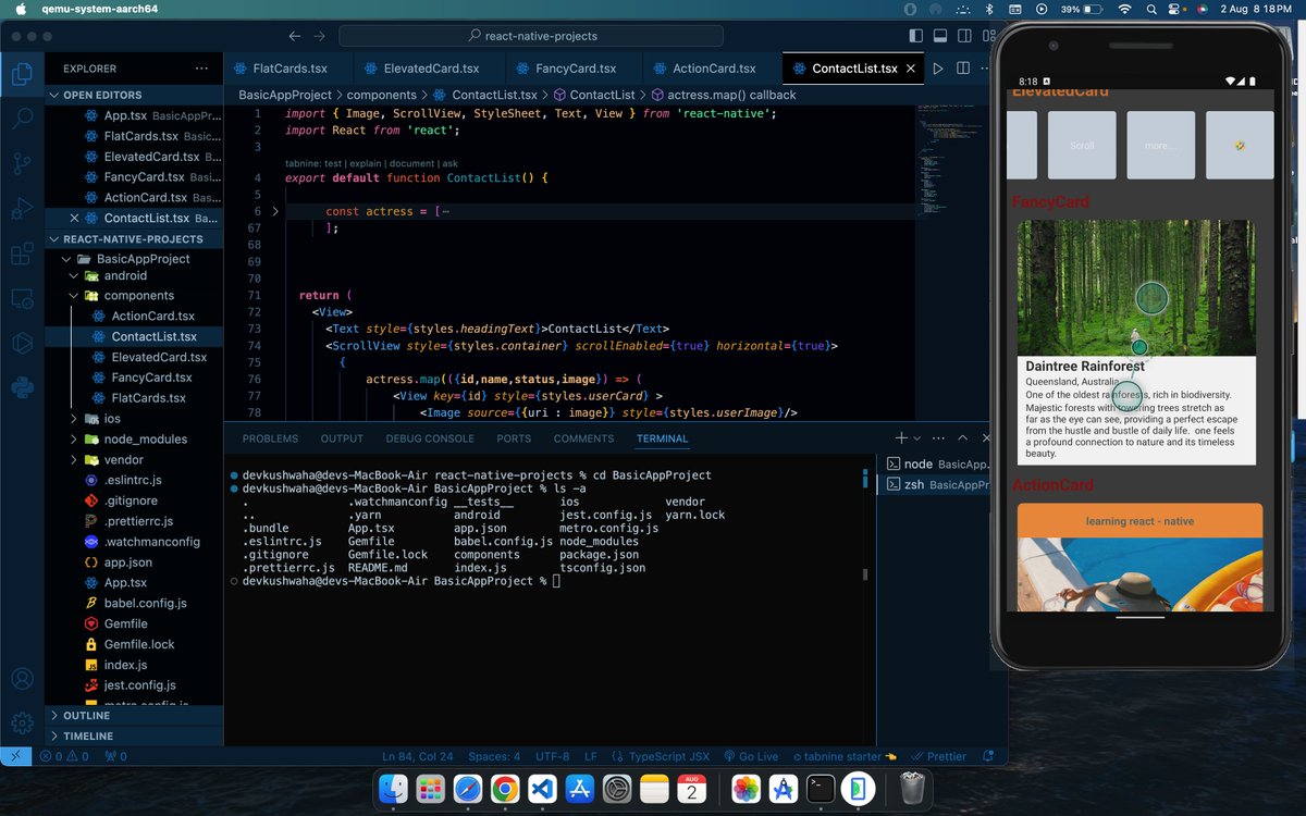 kushwaha2018's tweet photo. 🚀 Just created my first React Native app! 🎉 Dive into the world of mobile development by learning about ScrollView, styling, and understanding file structure. 📱✨ #ReactNative #MobileDevelopment #CodingJourney #LearnReactNative https://t.co/yyYAOtcft9