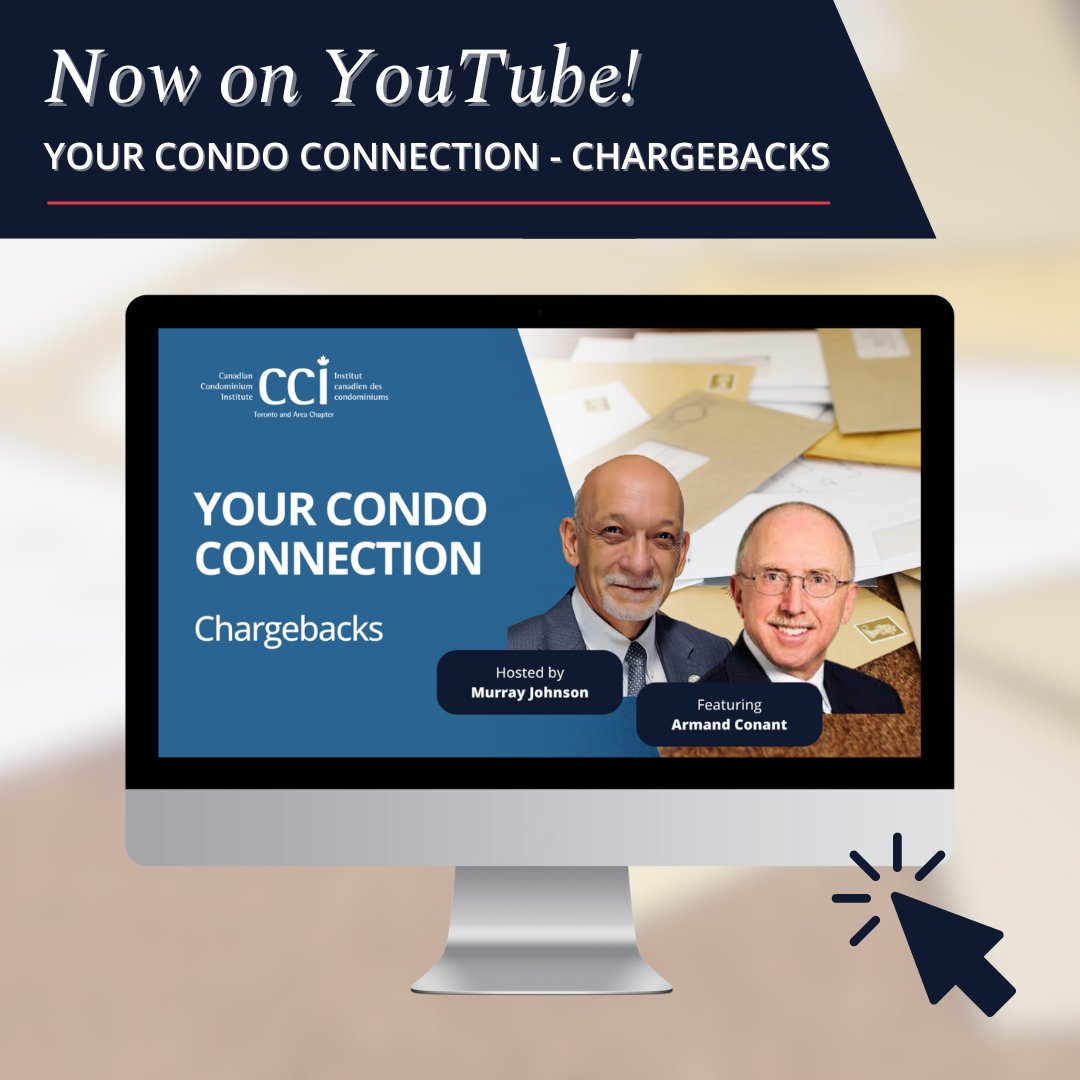 Join condominium lawyer Armand Conant and CCI-T past-president Murray Johnson as they discuss why you might receive additional invoices beyond your monthly fees. Watch the full video on chargebacks now on our YouTube channel: youtu.be/wA2o8ghrFpw