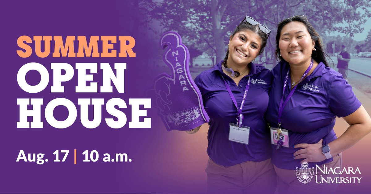 Discover the possibilities that await you at Niagara University. 📷
Join us on Saturday, Aug. 19, at 10 a.m. to tour our beautiful campus, meet passionate faculty, and learn about our diverse programs. 
Register now at bit.ly/3LANnbM.