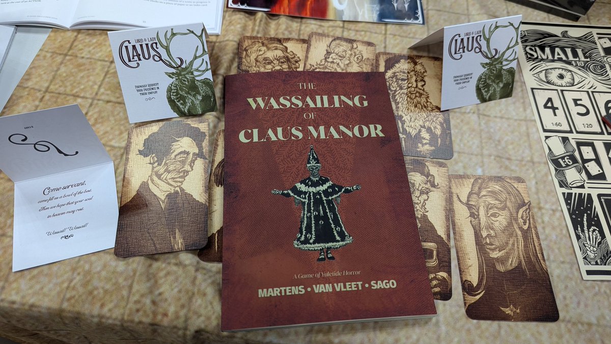 Hey #GenCon2024!
The Wassailing of Claus Manor is a holiday horror adventure inspired by Mike Flanagan horror series and Rankin Bass Christmas films by <a href="/lastmikeever/">Mike Martens!</a> Michael Van Vleet and art by <a href="/OxSago/">Sago</a>!

Grab a copy and our Perfect Package bundle at Booth 241 now!