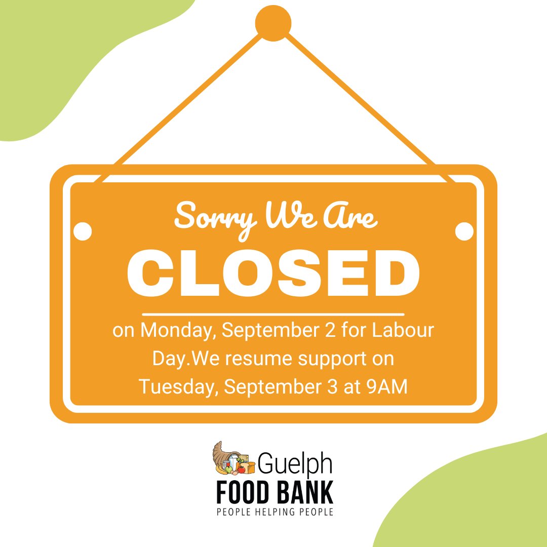 We will be closed on Monday, Sept 2. We'll resume providing support to our neighbours in need on Tuesday, Sept 3 at 9am.  Enjoy your long weekend! #longweekend #officeclosed #labourday