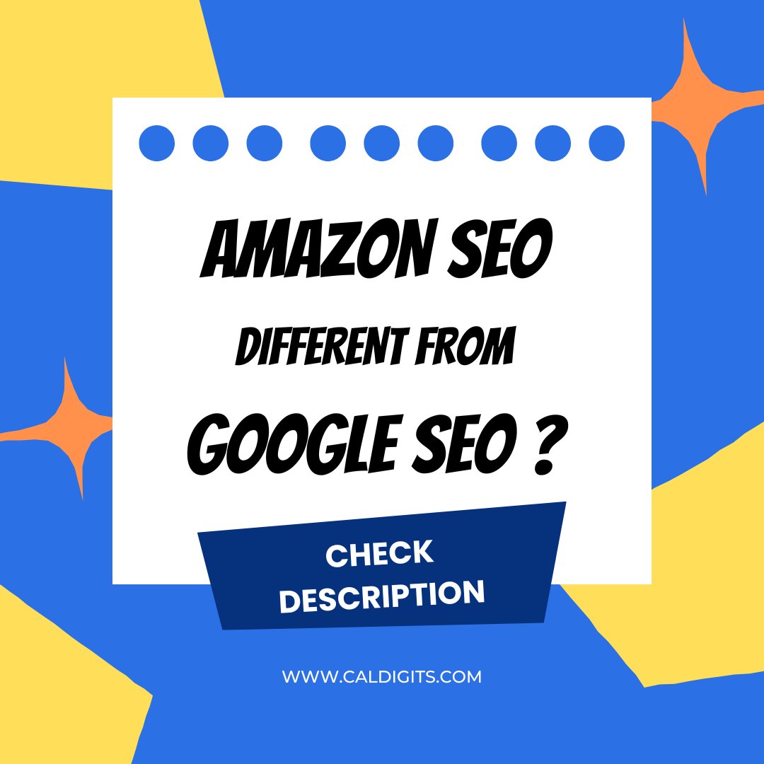 CalDigits's tweet image. Amazon SEO: Conversion-focused, emphasizing keywords, reviews, sales, and images to boost product visibility and sales. Google SEO: Traffic-focused, prioritizing content quality, backlinks, and user experience to drive organic traffic. #AmazonSEO #GoogleSEO #SEO #DigitalMarketing