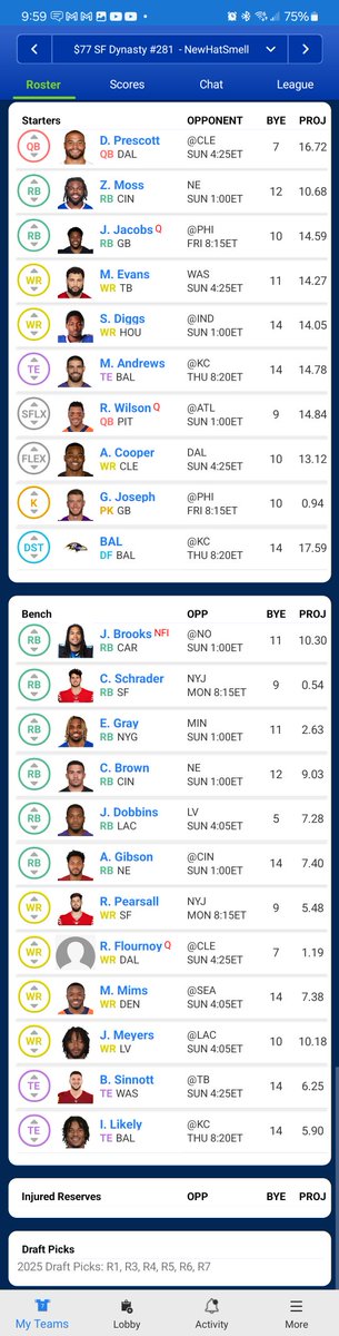Gaydusek's tweet photo. @DynastyDadFF FFPC SF 1.5TEP https://t.co/IcCnrMmVfT