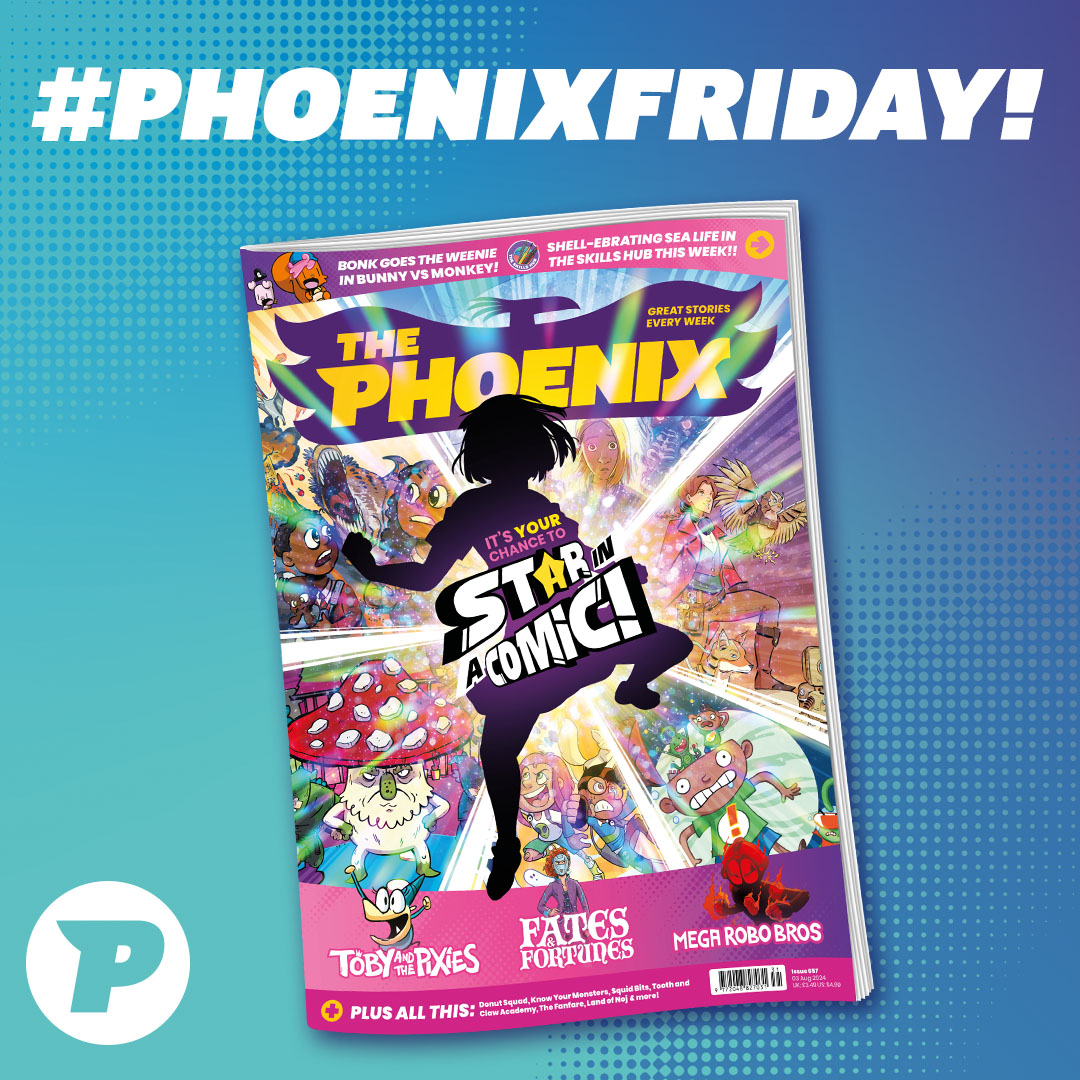 phoenixcomicuk's tweet photo. Star in a Comic competition is back!⭐️ Find out how to enter in this weeks issue of #ThePhoenixcomic, plus...
⭐️Toby and The Pixies
⭐️Bunny vs Monkey
⭐️Pandora in Puzzlevale
⭐️Fates and Fortunes
⭐️Mega Robo Bros
All this and MORE! https://t.co/eNOweVFxZB