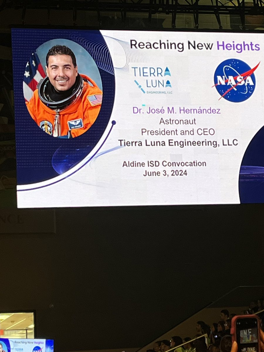 juandiony1's tweet photo. Our guest speaker, no less than Dr José Hernández, first Hispanic Astronaut. @YWLA_AISD https://t.co/CEWjTQPoIb