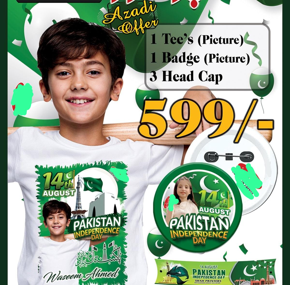 Azadi Offer 
Online Booking karwain
599/- without delevry  charges
For more details : 03101027504