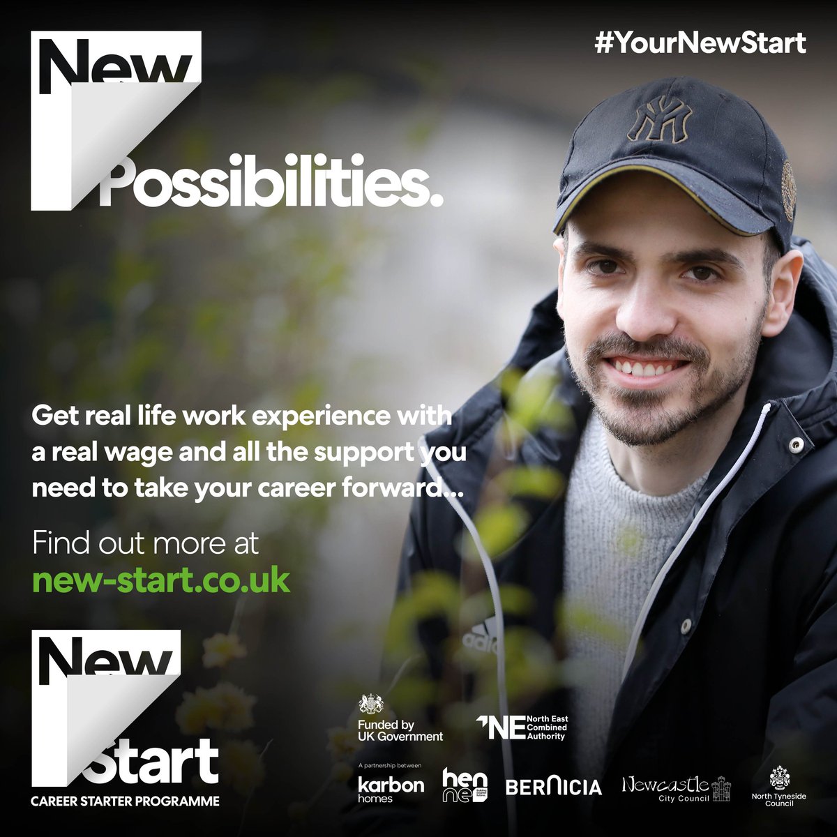 Launch your career with New Start.

We have a great range of paid work placements available exclusively for Bernicia and our partner social housing customers in Northumberland, Newcastle and North Tyneside

Apply now at new-start.co.uk

#NECA #UKSPF #FundedByUKGovernment