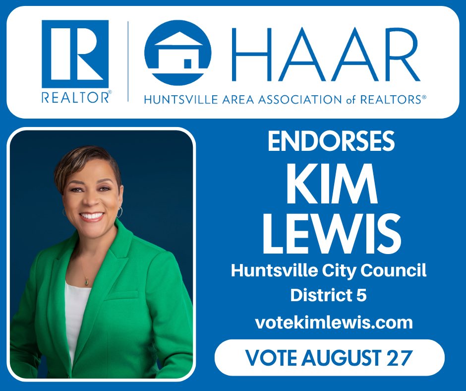 I want to thank the Huntsville Area Association of Realtors for your endorsement!