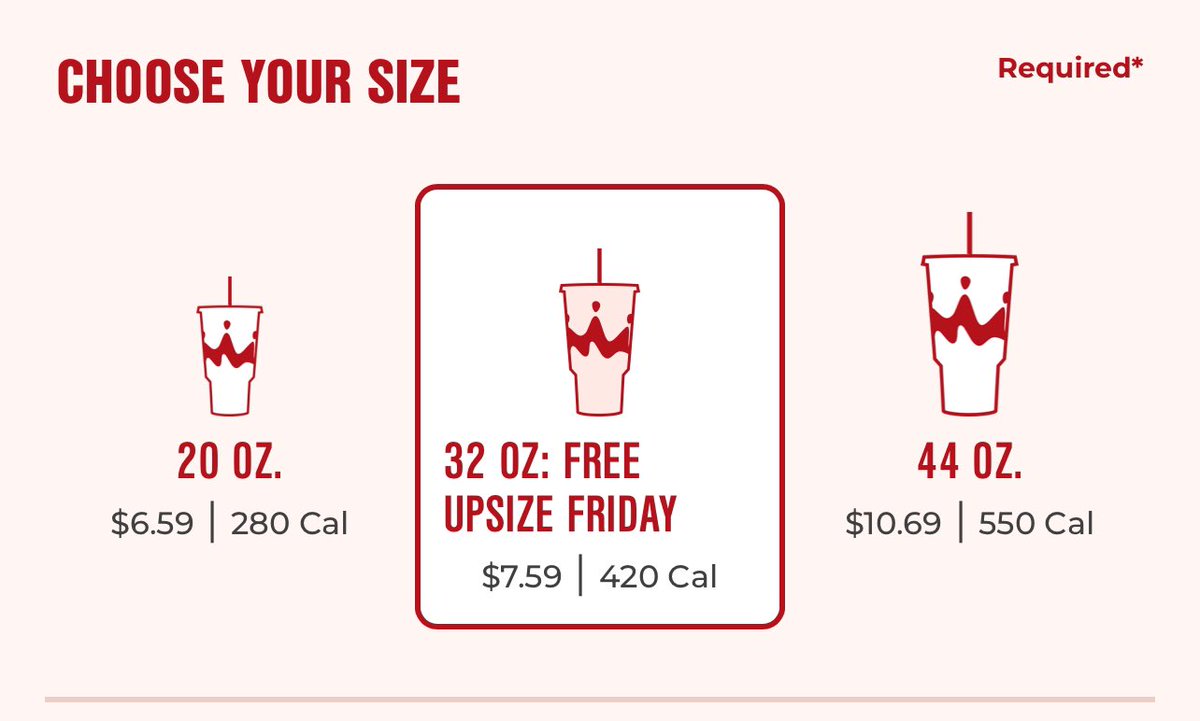 paradoxsims's tweet photo. @SmoothieKing Shouldn’t your 32oz be the same price as the 20oz on Friday? Nothing has been edited. All the smoothies on the app aren’t showing a free upgrade. https://t.co/Mowk706Wg7