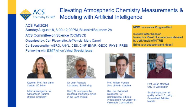 Mary_K_Carroll's tweet image. Thrilled to pilot a new #InnovativeProgramming model at #ACSFall2024. Speakers, posters & an interactive panel discussion on Elevating #AtmosphericChemistry Measurements & Modeling with #AI. Virtual issue in the @AmerChemSociety @EnvSciTech journal ES&T Air to follow.