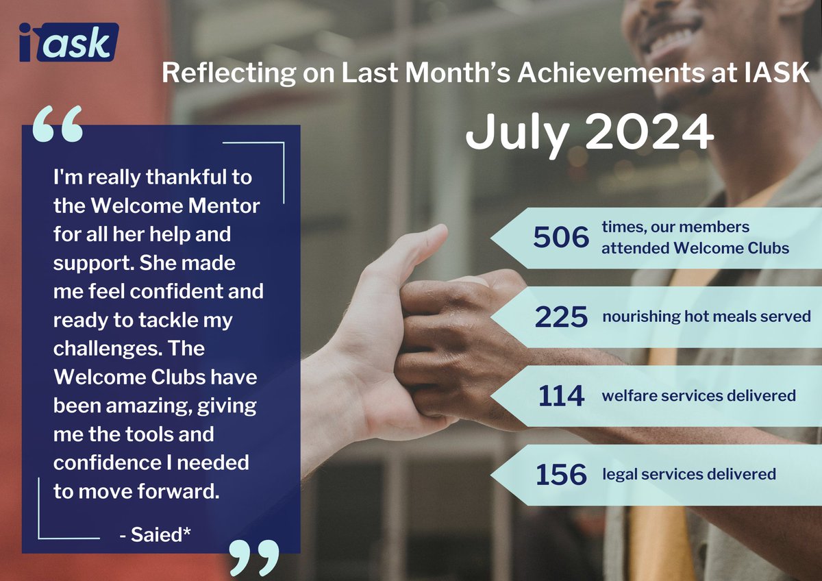 Reflecting on July's Achievements at IASK!

July was another incredible month at IASK, with our team of volunteers and staff making a huge positive impact.

Learn more about our work by visiting our website: i-ask.co.uk