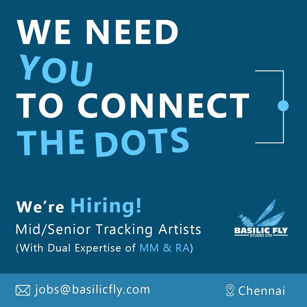 vfxexpress's tweet image. Exciting Career Opportunity! Basilicfly is hiring mid to senior-level tracking artists. Ready to take your career to new heights? Apply now by sending your resume to jobs@basilicfly.com. 🎨✨ #Hiring #VFXJobs #CareerOpportunity @BasilicFly_Ltd