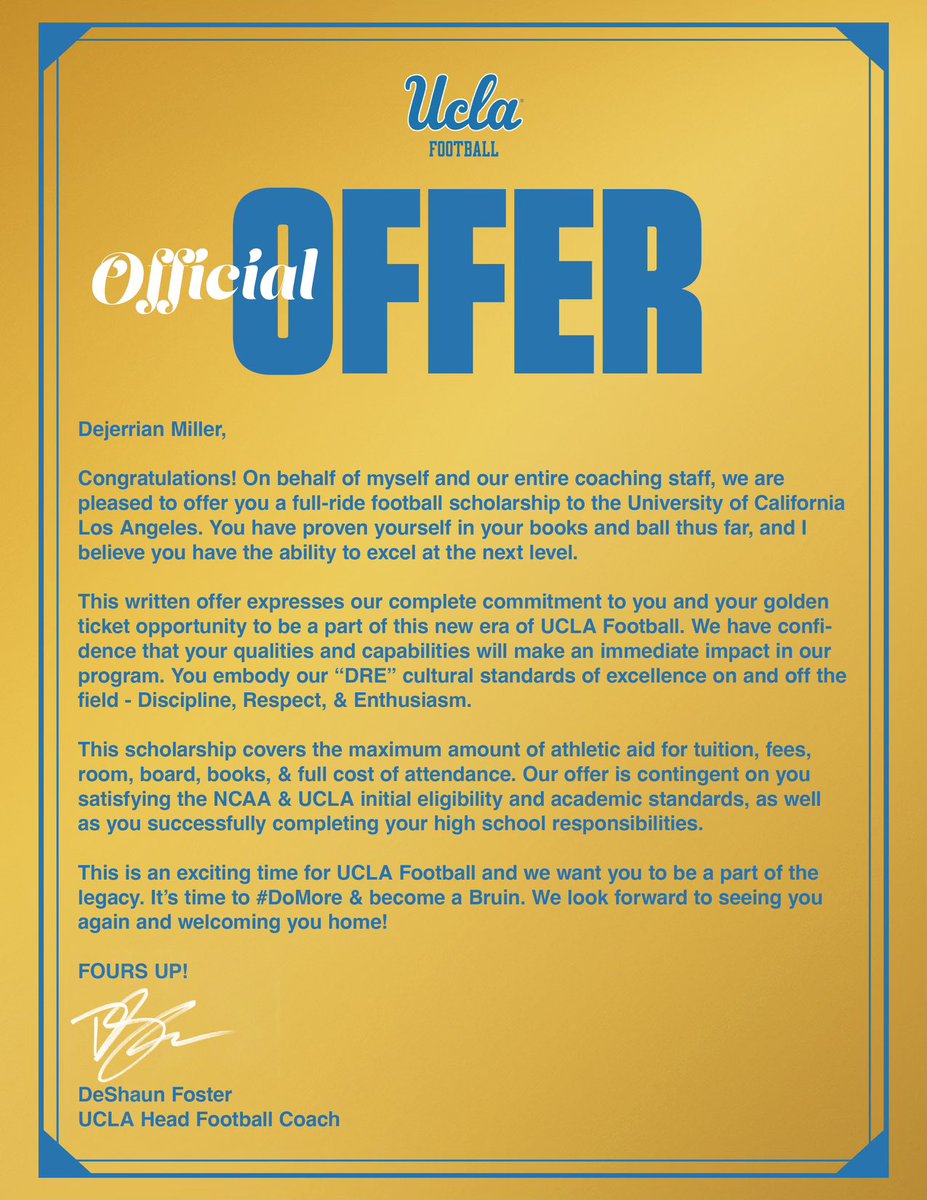 Blessed!!!! 💛💙
<a href="/UCLAFootball/">UCLA Football</a> <a href="/DeShaunFoster26/">DeShaun Foster</a> <a href="/CoachEFraz/">Erik Frazier</a> #GoBruins