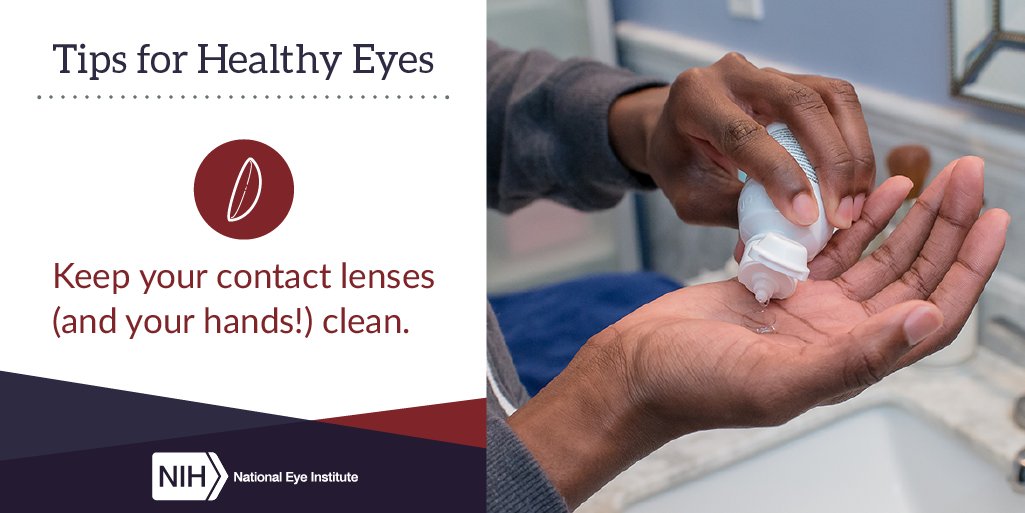 NatEyeInstitute's tweet image. Remember to wash and dry your hands before you touch your #contacts. Read these tips for taking care of your contacts: nei.nih.gov/learn-about-ey…