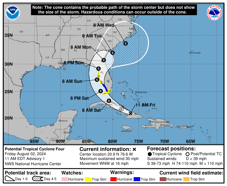 And the NHC puts out its first advisory on Potential Tropical Cyclone Four... #SpectrumNews1 #ncwx