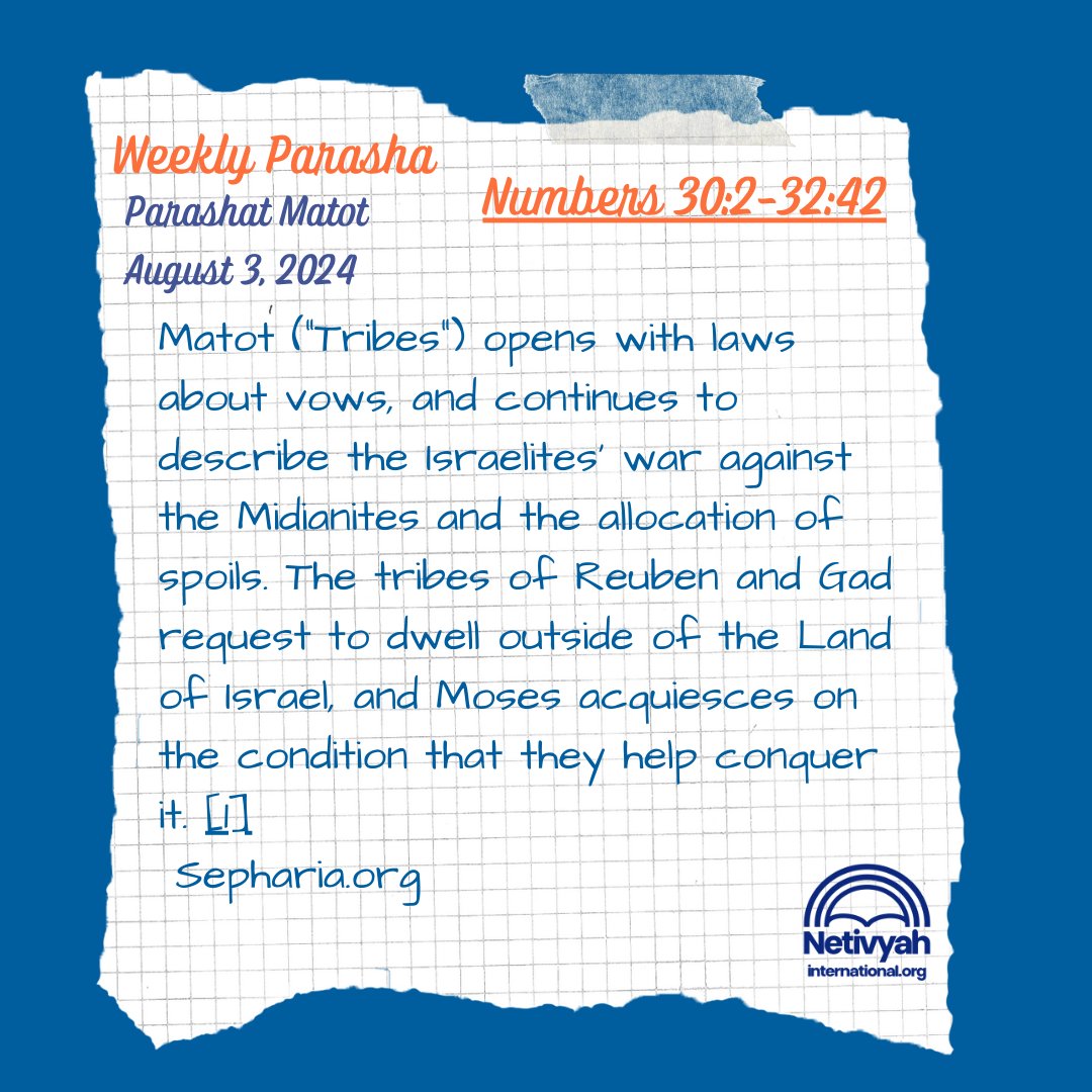 netivyah's tweet photo. Weekly Parasha.  Parashat Matot.  #readthetorah #bookofnumbers #matot #netivyahinternational https://t.co/nyoFeNEc4E