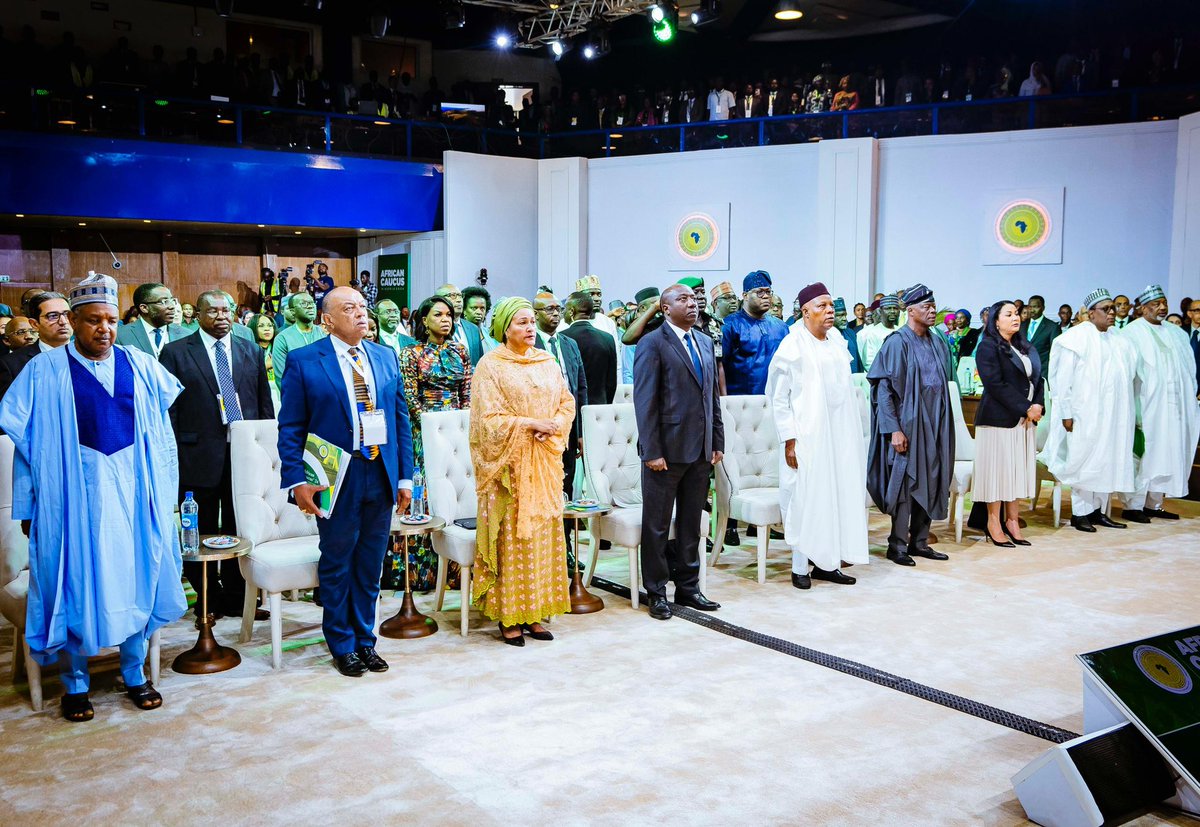 officialSKSM's tweet photo. PRESIDENT TINUBU AT 2024 AFRICAN CAUCUS MEETING:

Nigeria Executing Bold Reforms To Tackle Multiple Global Economic Shocks

* Seeks global tax cooperation to combat illicit financial flows

President @officialABAT has said his administration is currently undertaking bold economic policies to propel Nigeria's economy out of the downturns occasioned by multiple shocks in the global economy.

He also called for global cooperation among African countries to tackle their shared economic challenges and take advantage of opportunities. 

The President who spoke on Friday when he declared open the 2024 African Caucus Meeting held at the Transcorp Hotel, Abuja, noted that although Africa is grappling with “numerous challenges across economic, humanitarian and social spheres," countries on the continent must take necessary measures to translate opportunities in natural resources and human capital into growth, innovation and collaboration.

#AfricanCaucus2024 #Abuja2024