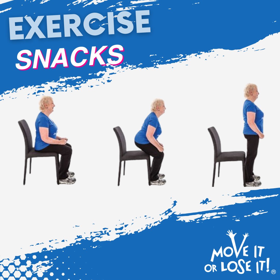 moveitorloseit1's tweet image. #Exercisesnacking makes exercise more accessible, especially for #olderadults who struggle to find the time to exercise, have low motivation or aren&apos;t able to do longer workouts. Click here for our #sittostand video tutorial &amp;amp; try your new snack today:   youtu.be/J7BcXbsy1_Q?si…