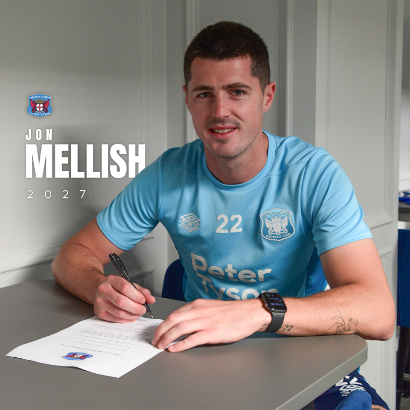 officialcufc's tweet photo. ✍️ Carlisle United Football Club are delighted to announce that Jon Mellish has signed a new contract with the Blues, which will keep him at Brunton Park until the summer of 2027. 

Read more. ⤵️