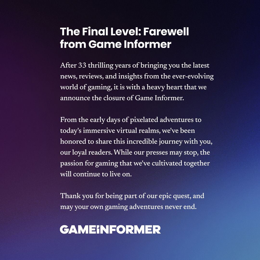 The Final Level: Farewell from Game Informer 🕹️