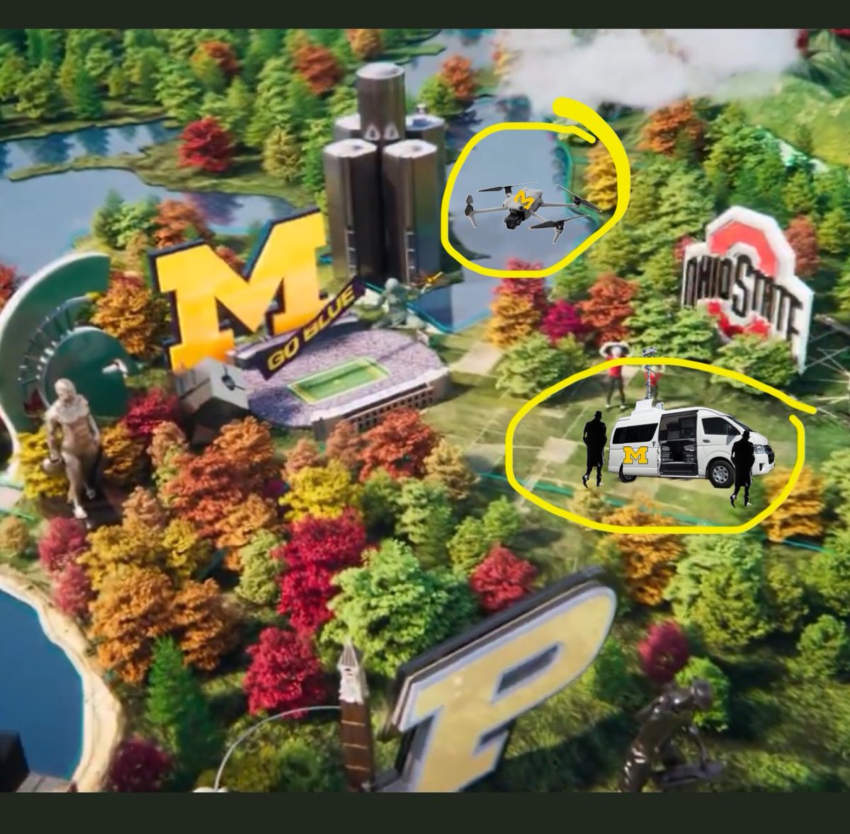 REFLOG18's tweet photo. @bigten Props to whoever put the Michigan spy van and drone outside Columbus https://t.co/ne7aZ70uLc