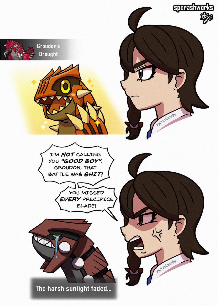 spcrashworks's tweet photo. So here are the two Pokemon versions I made of this meme and I was wondering which one you guys like more? For me, it’s Groudon. #pokemon https://t.co/yyQF7nGwM3