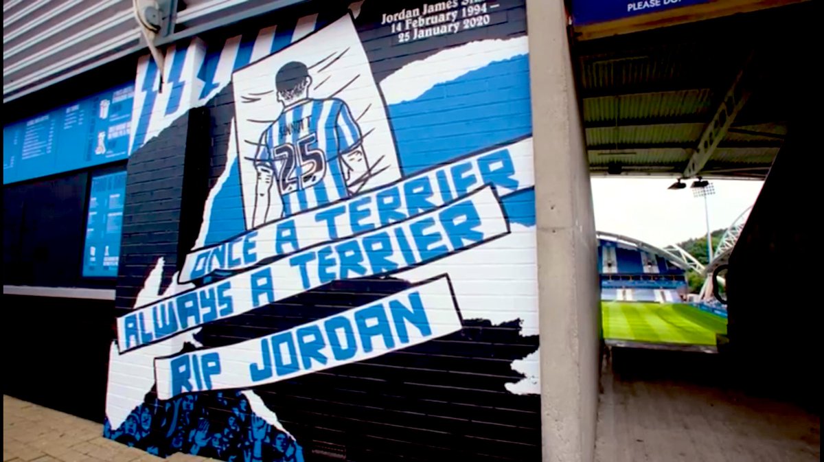 Kier_Brook's tweet photo. ‘Once A Terrier
Always A Terrier
RIP Jordan’

A special mural in the South Stand dedicated to Jordan James Sinnott. A touch of class delivered by the new ownership team @htafc

🔵⚪️ 

#HTAFC https://t.co/y0T2ytIuhI