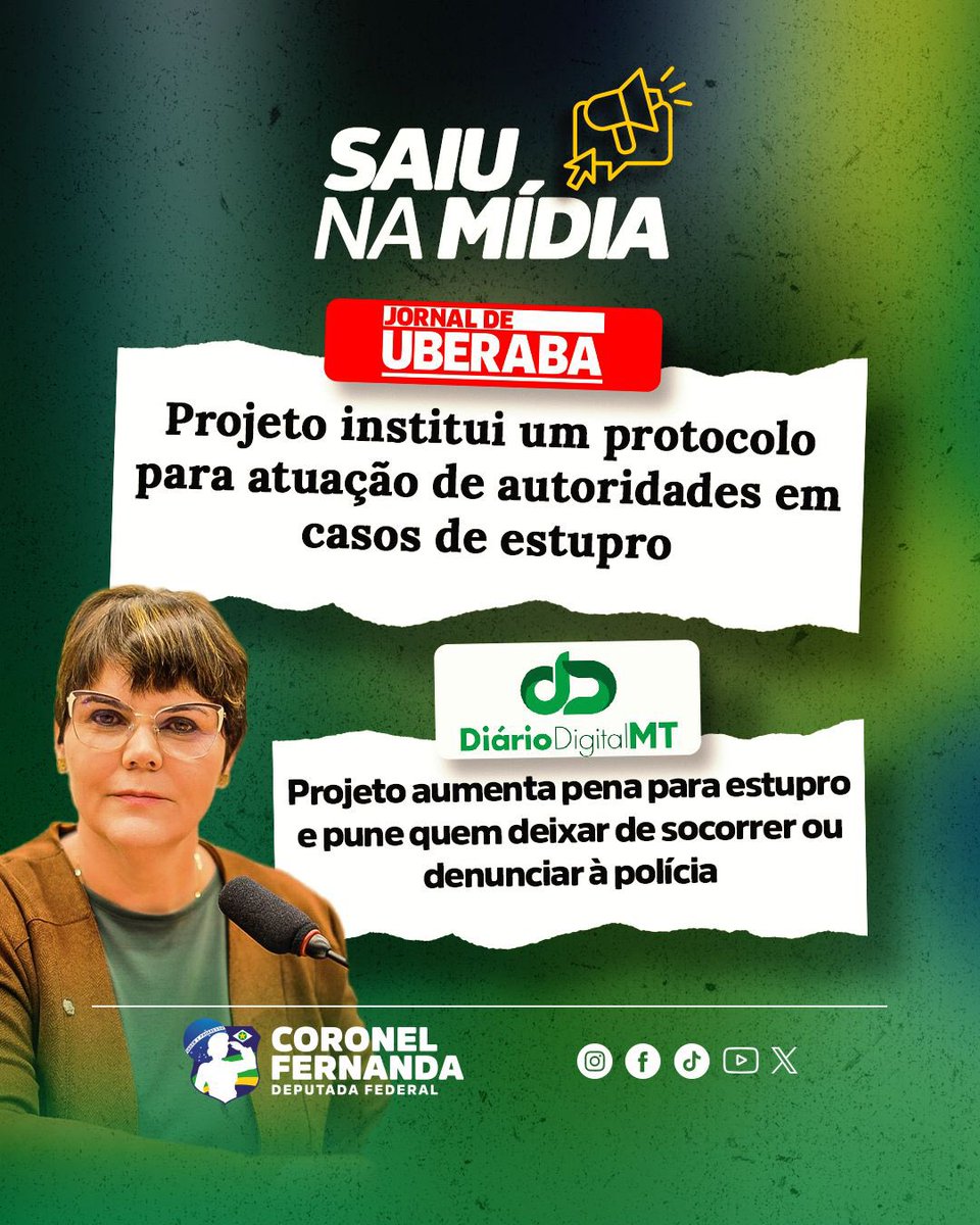 CoronelFernand9's tweet image. Ontem, foram publicadas duas matérias sobre o projeto de lei de minha autoria, que institui o protocolo de atuação de autoridades em casos de vi0l&amp;amp;nc1@ $&amp;amp;x#a!. 🧶
#projeto #projetodelei #lei #congressonacional #legislativo #mulher #brasil #matogrosso #br #pl #plnacional #plmulher