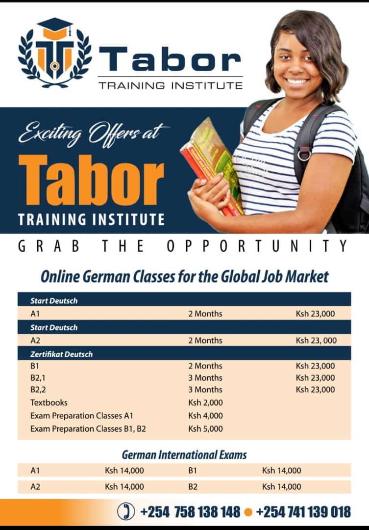 TaborTraining's tweet photo. 🚀 Ready to elevate your career? Enroll in our online German classes and gain a competitive edge in the global job market! 🌍📚 Study flexibly from anywhere and open doors to international opportunities. Register today! #LearnGerman #GlobalCareer #OnlineClasses #IkoKaziKE https://t.co/dQO7VedJgs