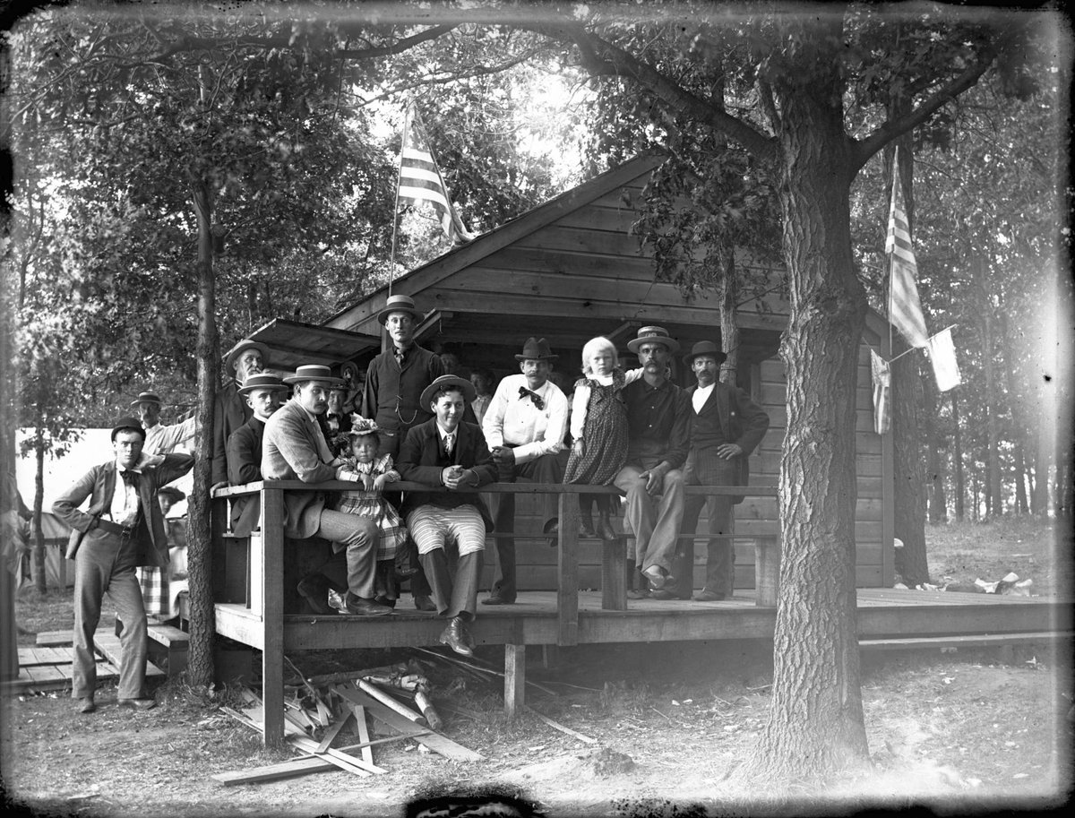 Glamping on the shores of Cedar Lake, 1890s-style. Glass-plate negative from the William G. Wallof Collection in the HCL Digital Collections. #ArchivesCampfire digitalcollections.hclib.org/digital/collec…