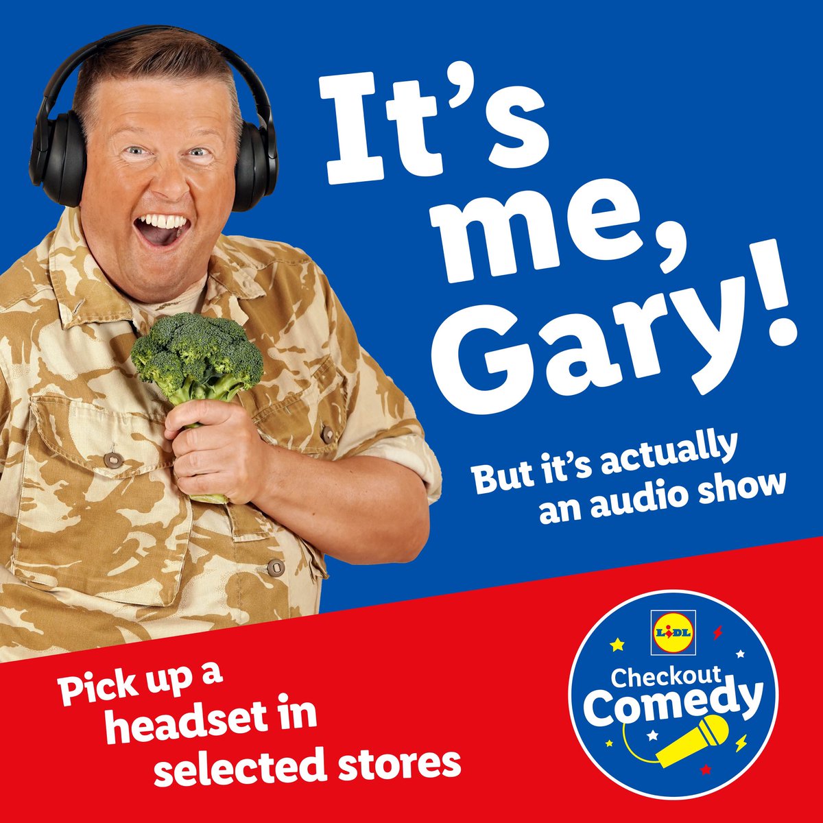 HIYA! Check me n Lidl’s Checkout Comedy – listen on a special blue-tooth headset while ye shop! Starts Meadowbank, Glasgow (Anniesland ) tomorrow.  More details at lidl.co.uk/comedy - it's well worth checkin' oot! #checkootcomedy #AD #paidadvertisement ##garytankcommander